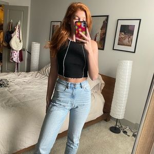 BLACK CONTRAST STITCH TANK